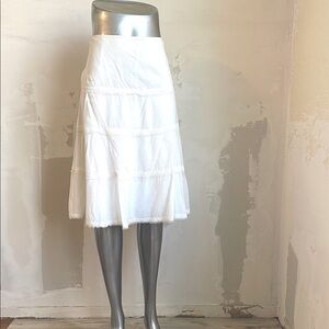 Tahari White A-Line Tiered Skirt